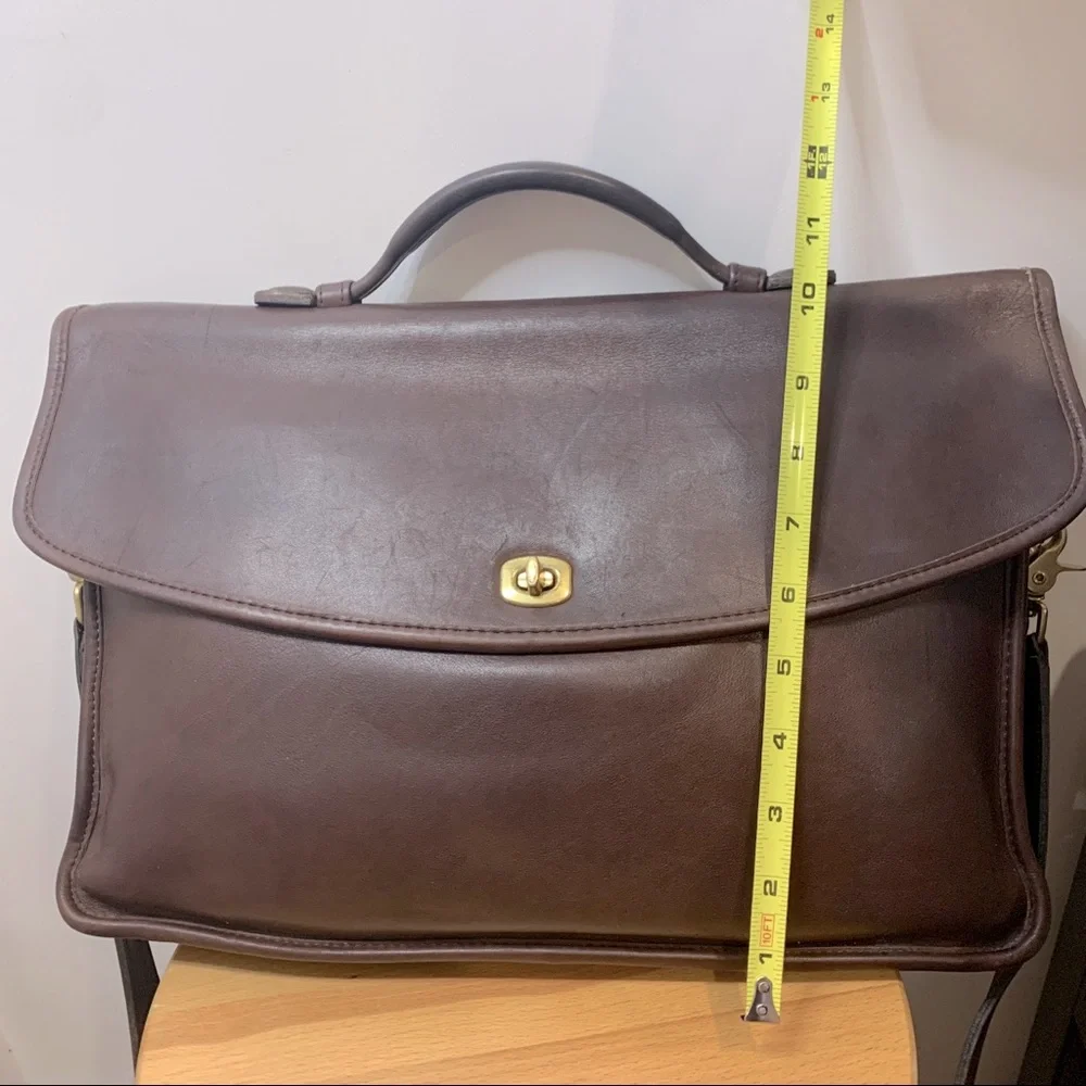 Vintage Coach Leather Laptop Turnlock Bag